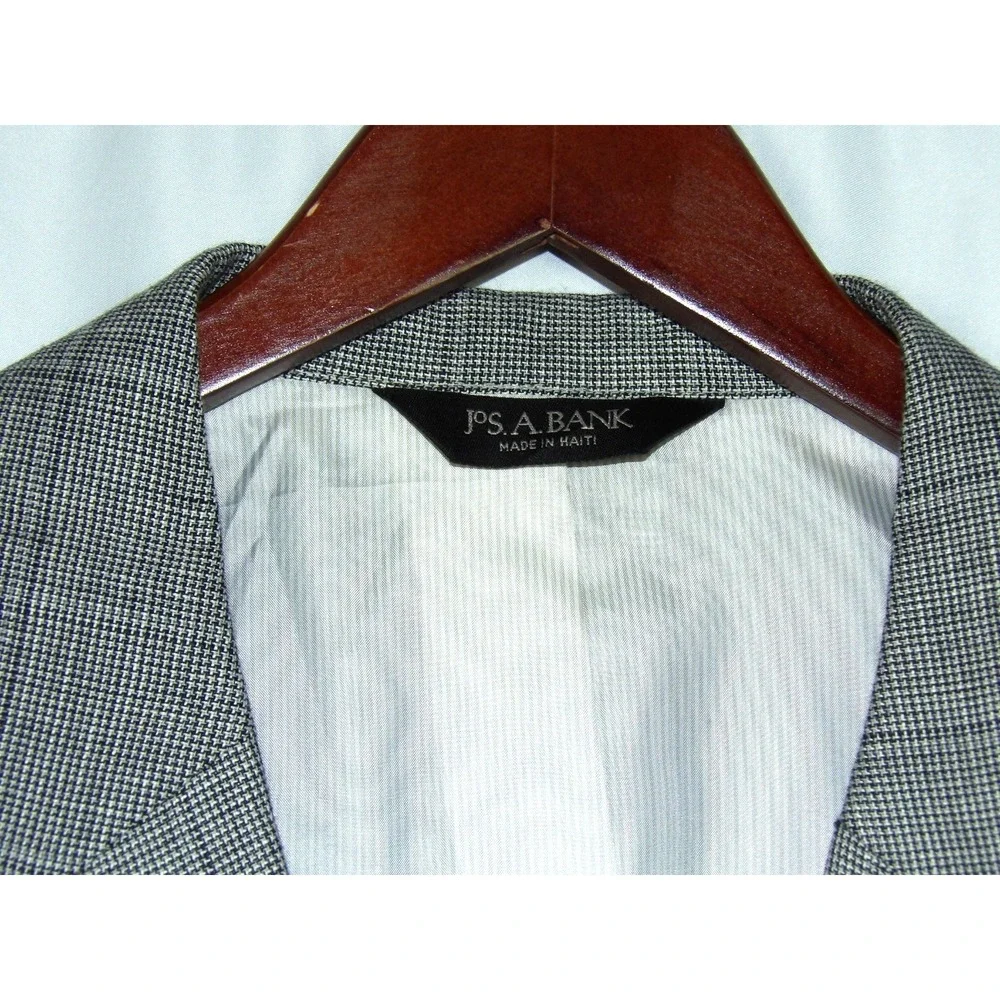 Jos. A. Bank 2 Button Wool/Linen Gray‎ Plaid Blazer Men's 44 Long